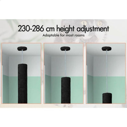 CARLA HOME Floor to Ceiling Cat Tree Tower  with Adjustable Height 230-286cm for Indoor Cats (Black)