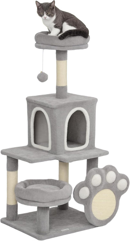CARLA HOME Large Cat Tree Tower for Indoor Cats with Plush Perch, Cat Condo, Natural Sisal Scratching Posts, Hanging Ball & Paw Scratcher