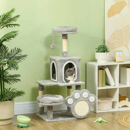 CARLA HOME Large Cat Tree Tower for Indoor Cats with Plush Perch, Cat Condo, Natural Sisal Scratching Posts, Hanging Ball & Paw Scratcher