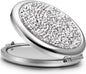 Mini Mix Diamond 1X/2X Magnifying Round Metal Pocket Makeup Mirror (Silver)