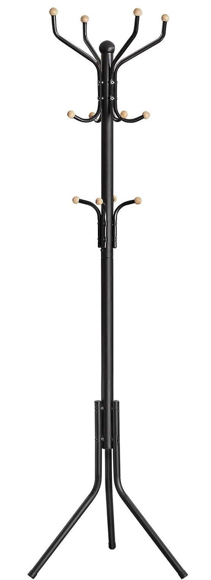 Metal Coat Rack Stand Hat Hanger, Black, 182cm