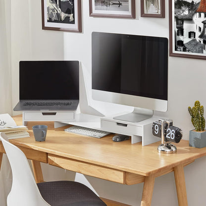 White Monitor Stand with Drawers