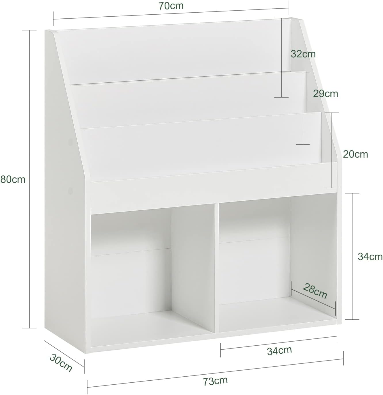 Kids Shelving Unit 3 Shelves 2 Compartments