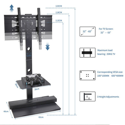 TV Stand Base Swivel Mount 32-65 inch Adjustable Height