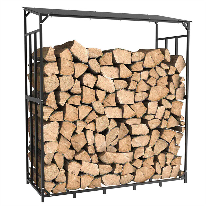 Metal Log Storage Shed Outdoor Firewood Rack Holder