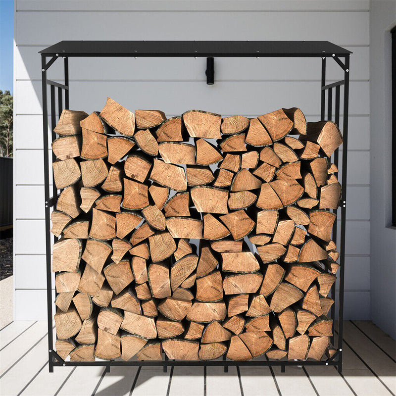 Metal Log Storage Shed Outdoor Firewood Rack Holder