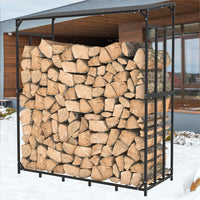 Metal Log Storage Shed Outdoor Firewood Rack Holder