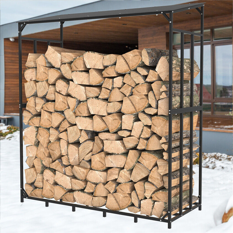 Metal Log Storage Shed Outdoor Firewood Rack Holder