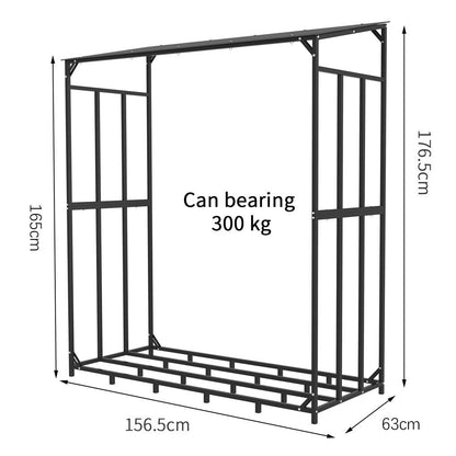 Metal Log Storage Shed Outdoor Firewood Rack Holder