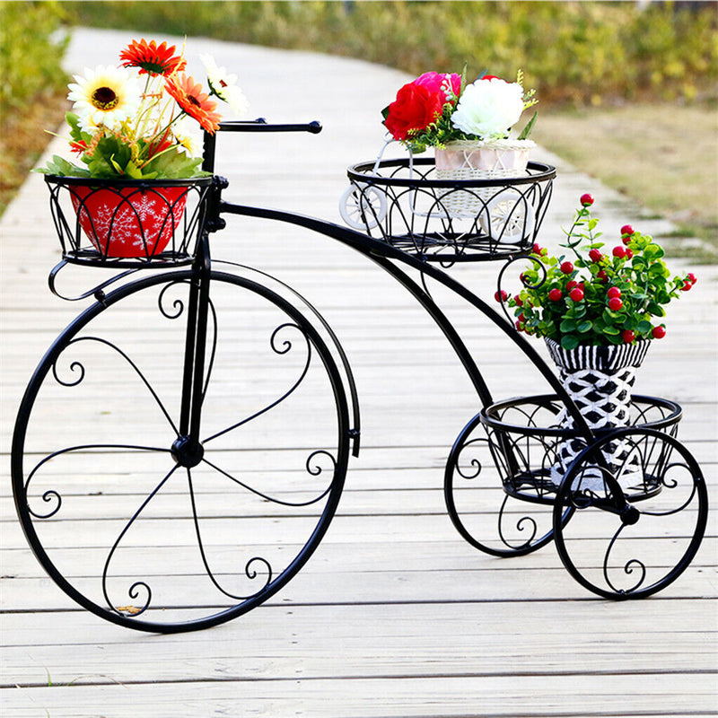 3-Tier Iron Bicycle Plant Stand Rack Tricycle Planter