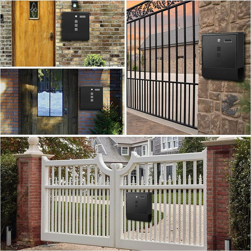 Wall Mounted Lockable Mailbox Galvanized Steel w/ Copper Lock