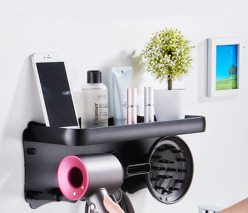 Magnetic Wall Mount Hair Dryer Holder for Dyson - Black Metal