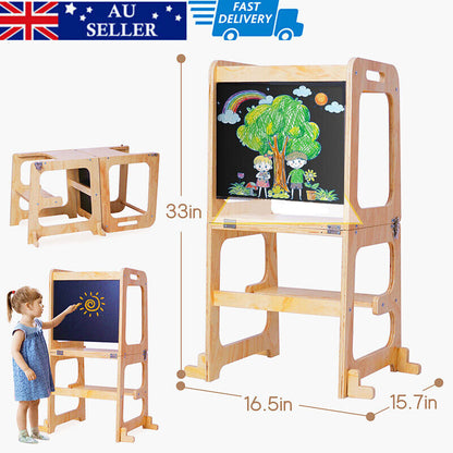 Wooden Toddler Step Stool Learning Tower Kitchen Safety