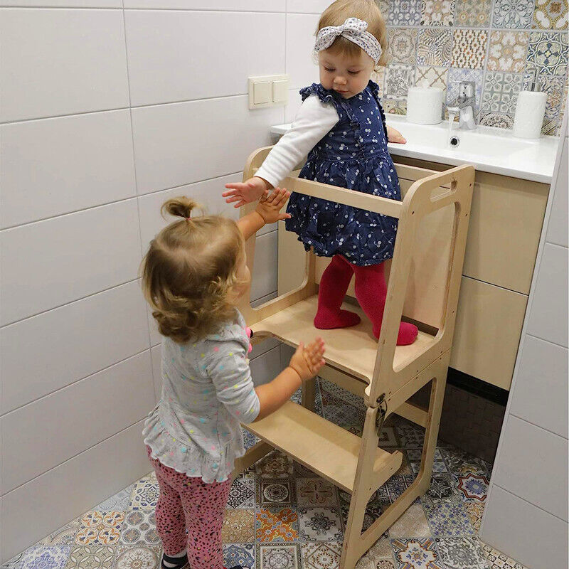 Wooden Toddler Step Stool Learning Tower Kitchen Safety