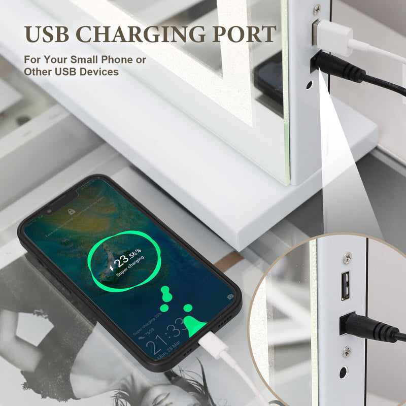 Crystal Vanity Mirror 80CM LED Bluetooth Magnifying