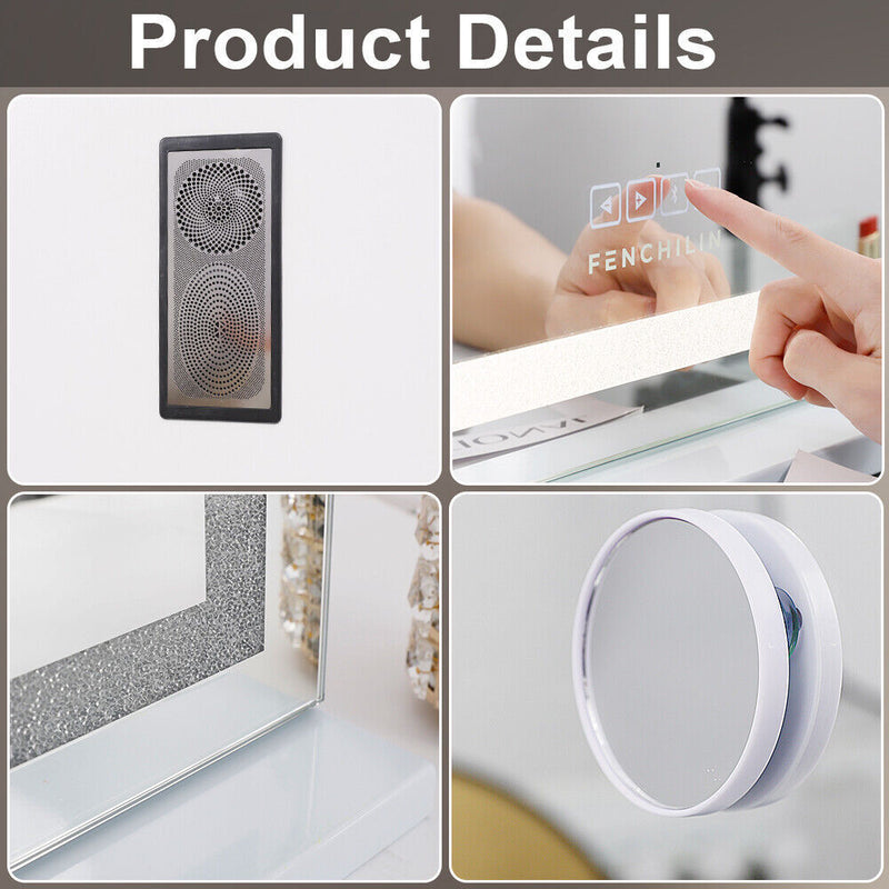 LED Makeup Mirror Bluetooth Touch Sensor Hollywood Vanity