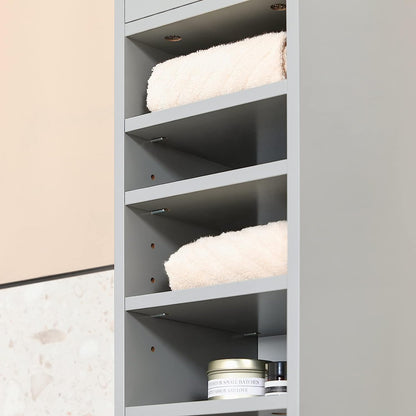 Tall Bathroom Storage Cupboard Shelves, Grey