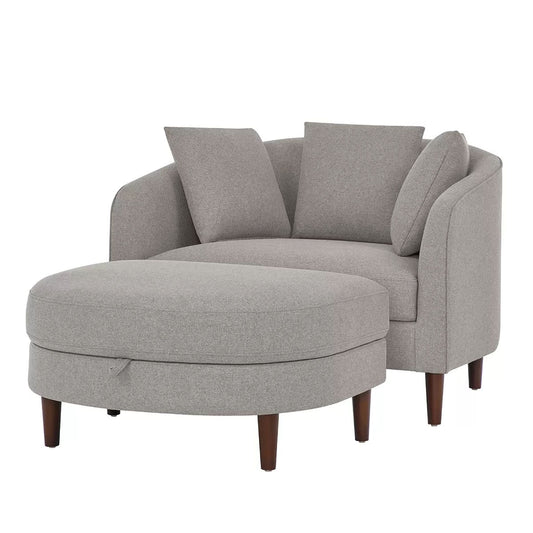 Accent Chair with Storage Ottoman
