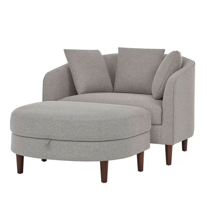 Accent Chair with Storage Ottoman