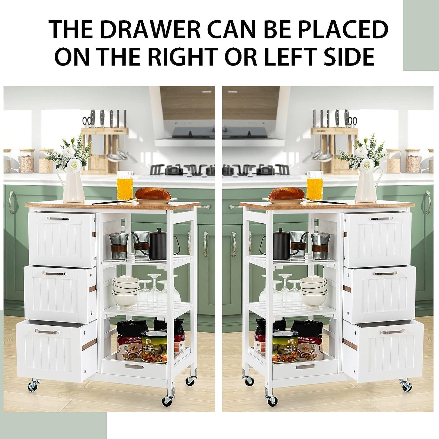 Kitchen Island on Wheels with Storage