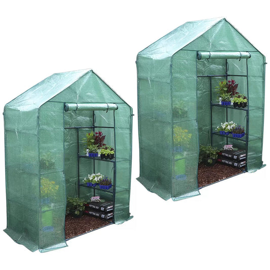 Walk-in Greenhouse 2 Tier Twin Pack, 195 x 143 x 73 cm