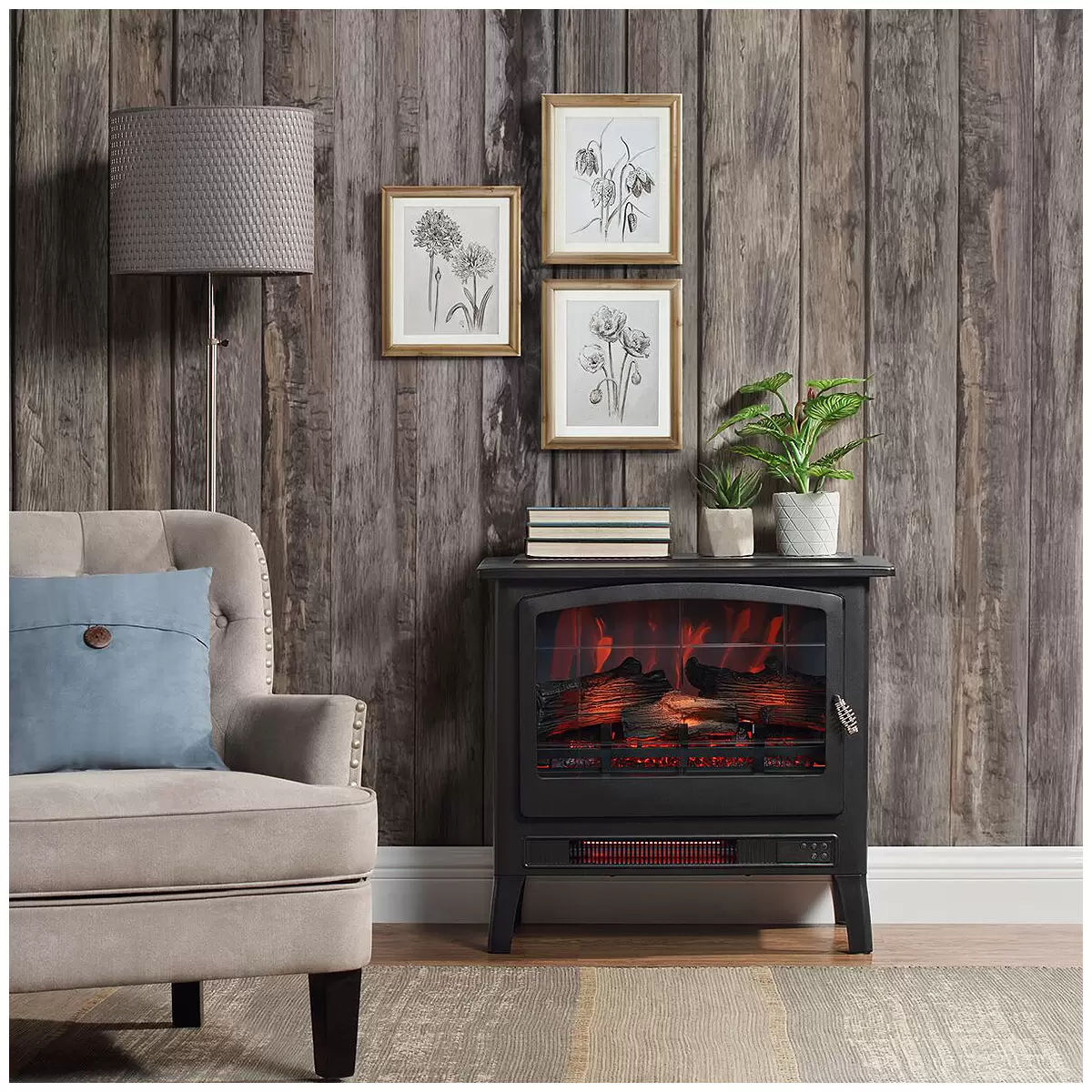 Infrared electric fireplace stove heater