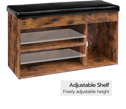 Shoe Storage Bench with Padded Cushion,Flip-Open Storage Box and Adjustable Shelf for Entryway and Living Room