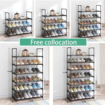 4-Tier Stainless Steel Shoe Rack Storage Organizer to Hold up to 20 Pairs of Shoes (80cm, Black)