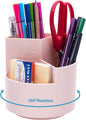 360 degree rotating multi-functional pen holder with 3 separate layer for office desk organiser (Pink)