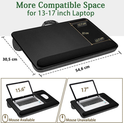 Portable Laptop Desk with Device Ledge, Mouse Pad and Phone Holder for Home Office (Silver, 40cm)