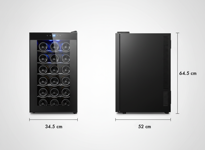 18 Bottle Thermoelectric Wine Fridge, 130W, UV Protected Glass Door, Soft LED Illumination