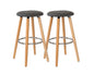 2 Cotton/Steel Modern Padded Barstools (Grey/Wood)