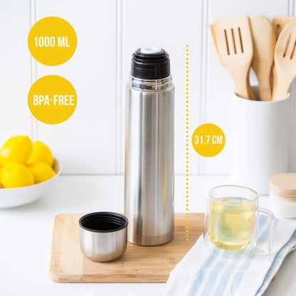 1L Stainless Steel Vacuum Flask - Insulated Drink Container