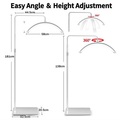 White Half Moon Floor Fill Lamp for Salon Tattoo Eyelash Makeup Beauty LED Lash Light