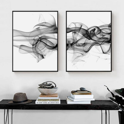 Wall Art 80cmx120cm Stylish Abstract Black 2 Sets Black Frame Canvas