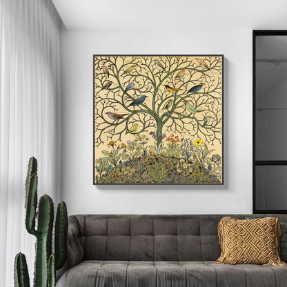 Wall Art 90cmx90cm Tree Of Life Black Frame Canvas