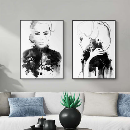 Wall Art 100cmx150cm Watercolor Sketch 2 Sets Black Frame Canvas