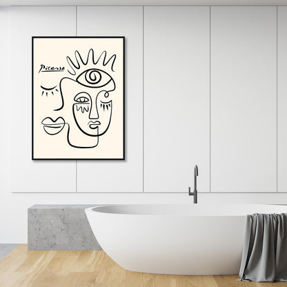 Wall Art 90cmx135cm Line Art By Pablo Picasso Black Frame Canvas