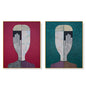 Wall Art 80cmx120cm Abstract Man And Woman 2 Sets Gold Frame Canvas