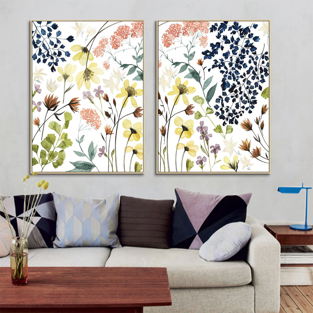 Wall Art 80cmx120cm Flower Composition 2 Sets Gold Frame Canvas