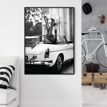 Wall Art 40cmx60cm High Heels in Classic Car Black Frame Canvas