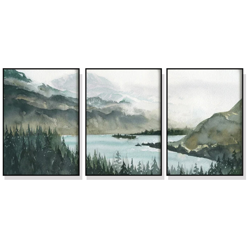 Wall Art 70cmx100cm  Landscape 3 Sets Black Frame Canvas