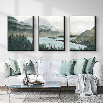 Wall Art 70cmx100cm  Landscape 3 Sets Black Frame Canvas