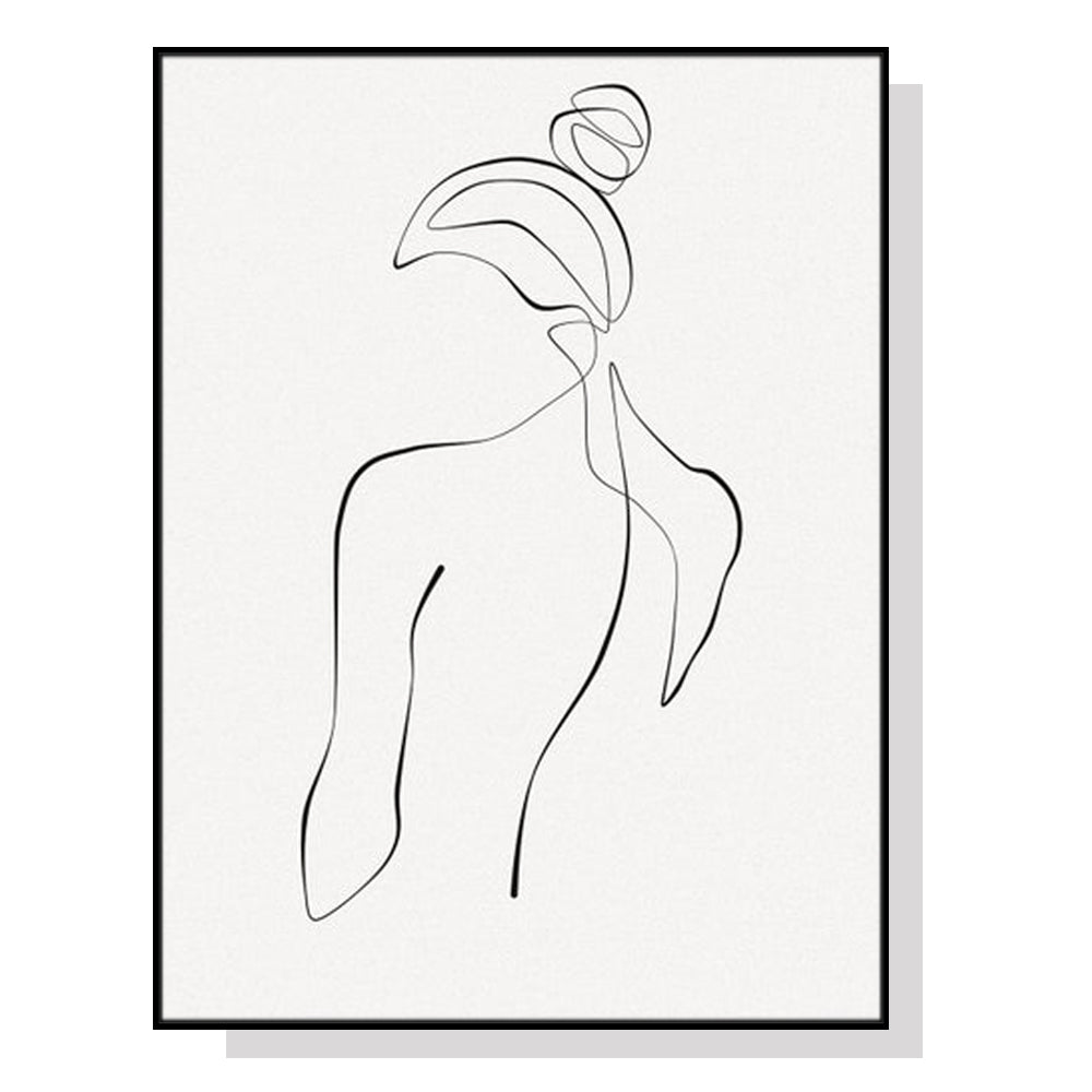 Wall Art 40cmx60cm Woman Back Line Art Black Frame Canvas