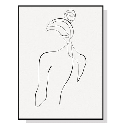 Wall Art 40cmx60cm Woman Back Line Art Black Frame Canvas