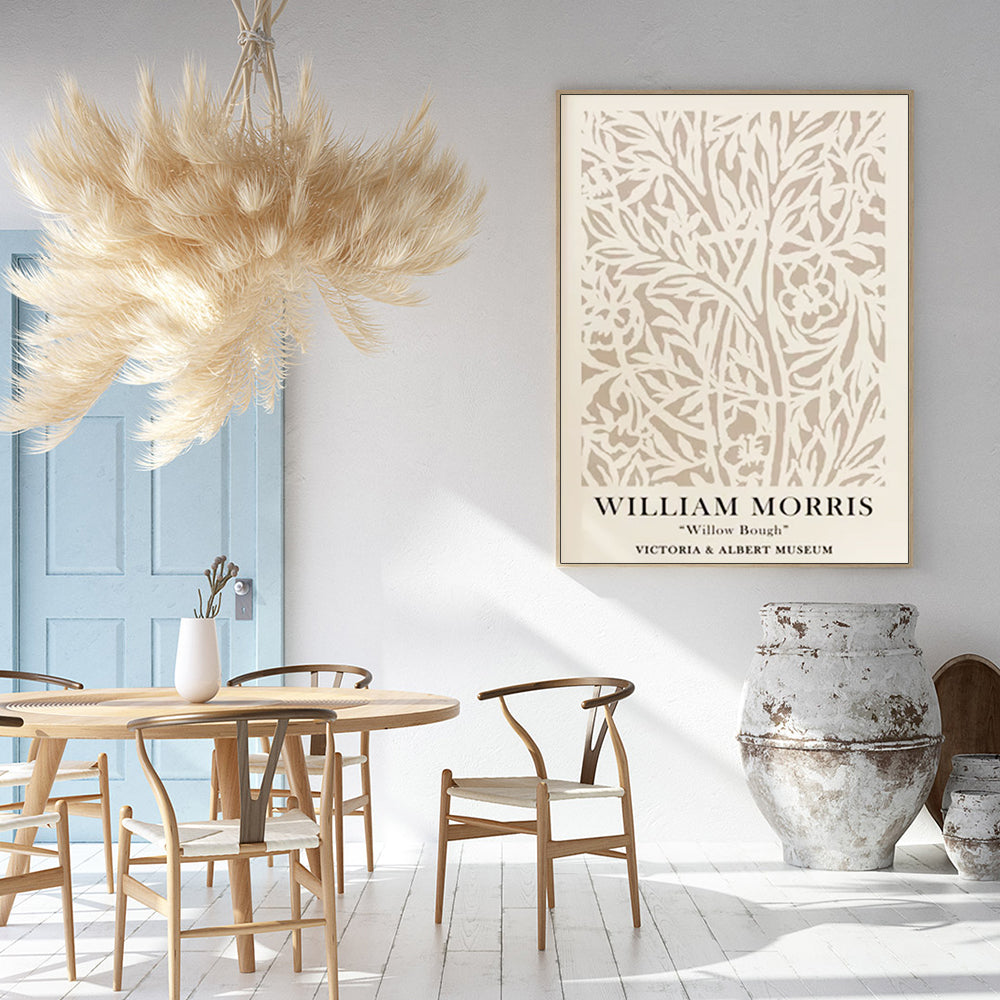 Wall Art 100cmx150cm William Morris Neutral Wood Frame Canvas