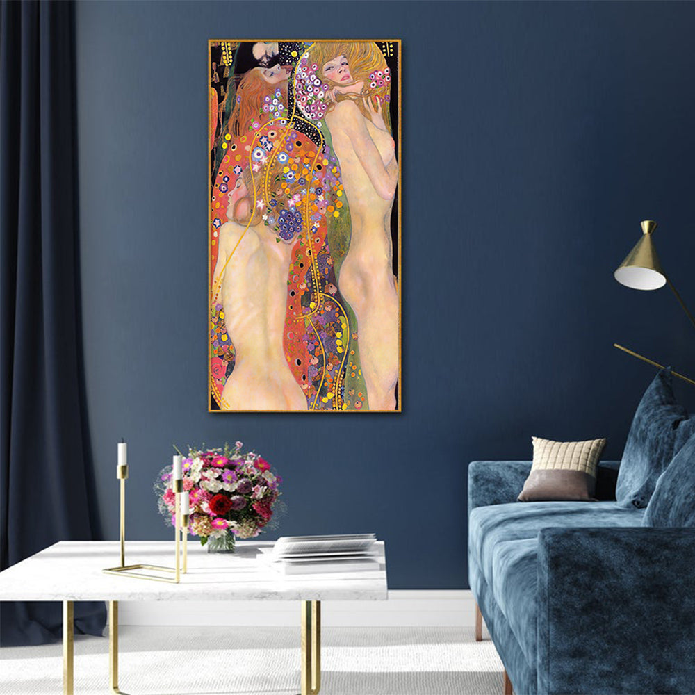 Wall Art 40cmx80cm Water Serpents By Gustav Klimt Gold Frame Canvas