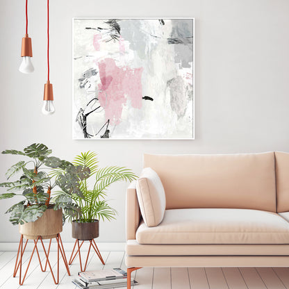 Wall Art 80cmx80cm Abstract Pink Grey 2 Sets White Frame Canvas