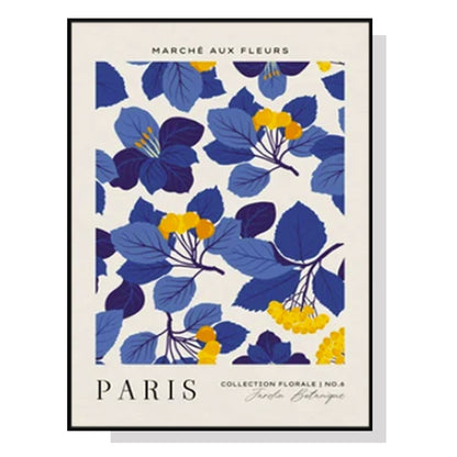 Wall Art 70cmx100cm Paris Flower Market Black Frame Canvas