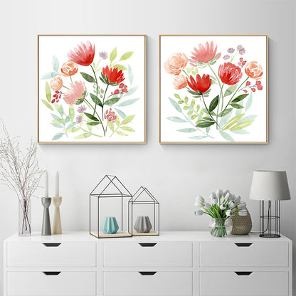 Wall Art 100cmx100cm Florals 2 Sets Gold Frame Canvas